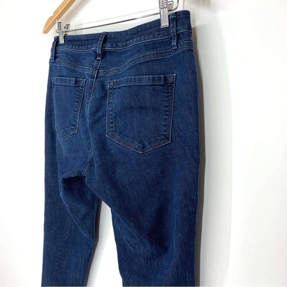 Ann Taylor LOFT Dark Wash Curvy Skinny Ankle Jeans With Side Zipper Detail - Picture 10 of 16